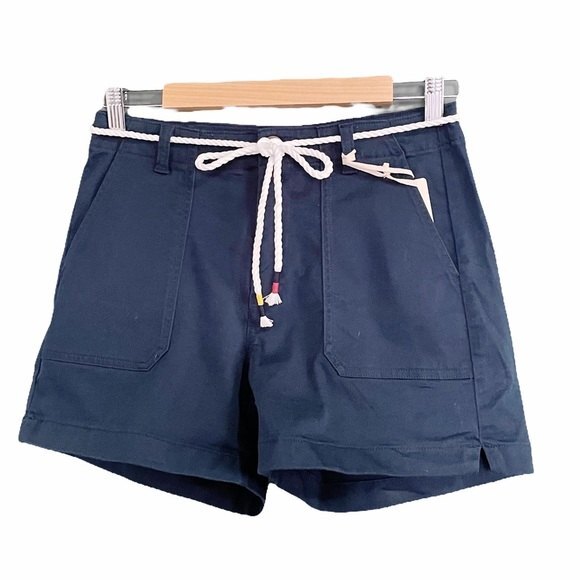 NWT Letter To Juliet LTJ Cotton Nautical Shorts Navy Blue Size Medium NEW Preppy - Picture 2 of 9